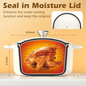 Umite Chef handles featured, wide grip for safe lifting with oven mitts.
