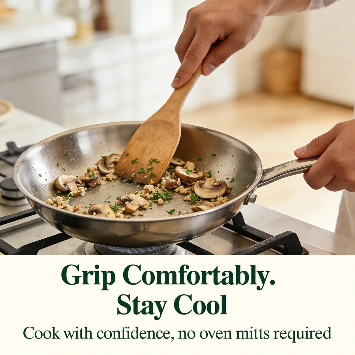 Umite Chef non-toxic surface develops natural patina with use