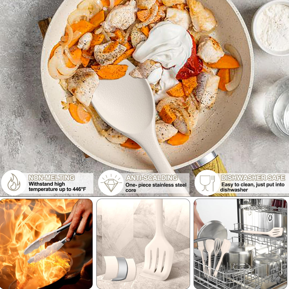 Umite Chef spoonula combines spatula and spoon for versatile mixing.