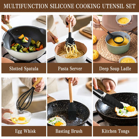Umite Chef wooden-handle utensils offer comfortable grip and steady control
