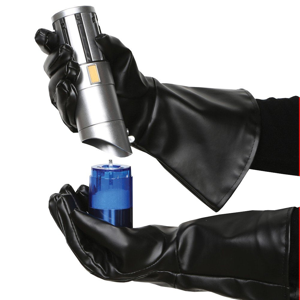 Uncanny Brands Star Wars Lightsaber salt pepper mills pack 2, top view, compact design saves space.