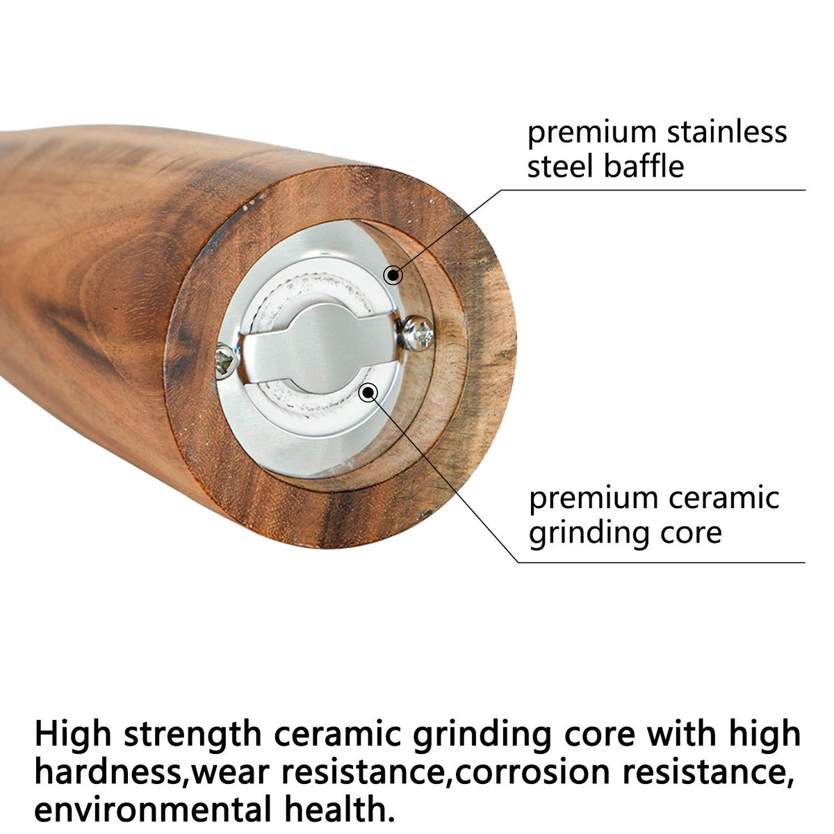 UNIOVC ceramic rotor pepper mill demonstrates smooth, even grinding.