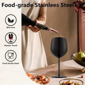 UNISWEET 18-ounce capacity wine glasses suitable for camping and picnics.