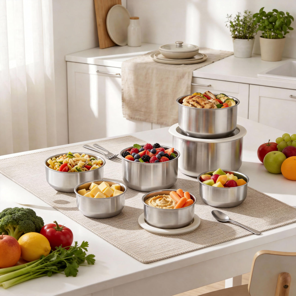 Urban Green dishwasher-safe set; easy cleanup after family dinners.