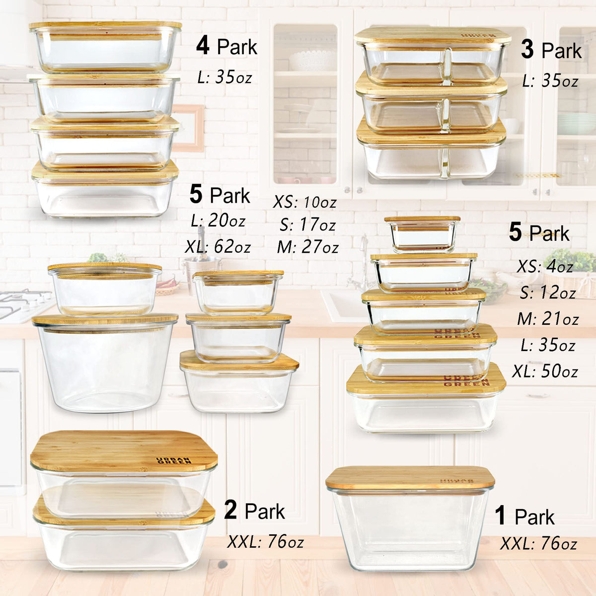 Urban Green container suitable for microwave, freezer, and fridge storage.