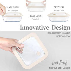 Urban Green rectangle 48oz glass container keeps portions organized and leak-free