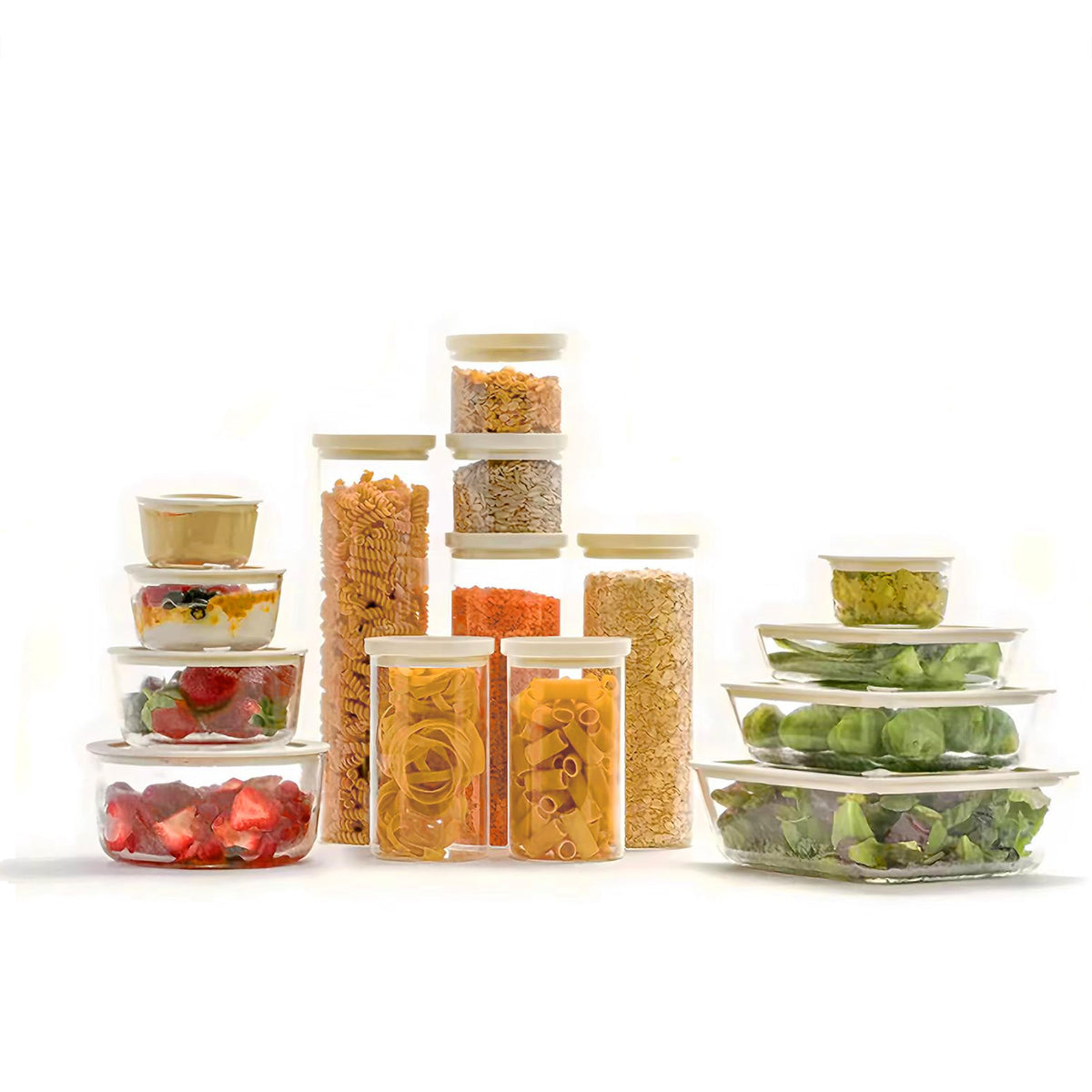 Urban Green round 8oz glass container with lid, perfect for portions and snacks.