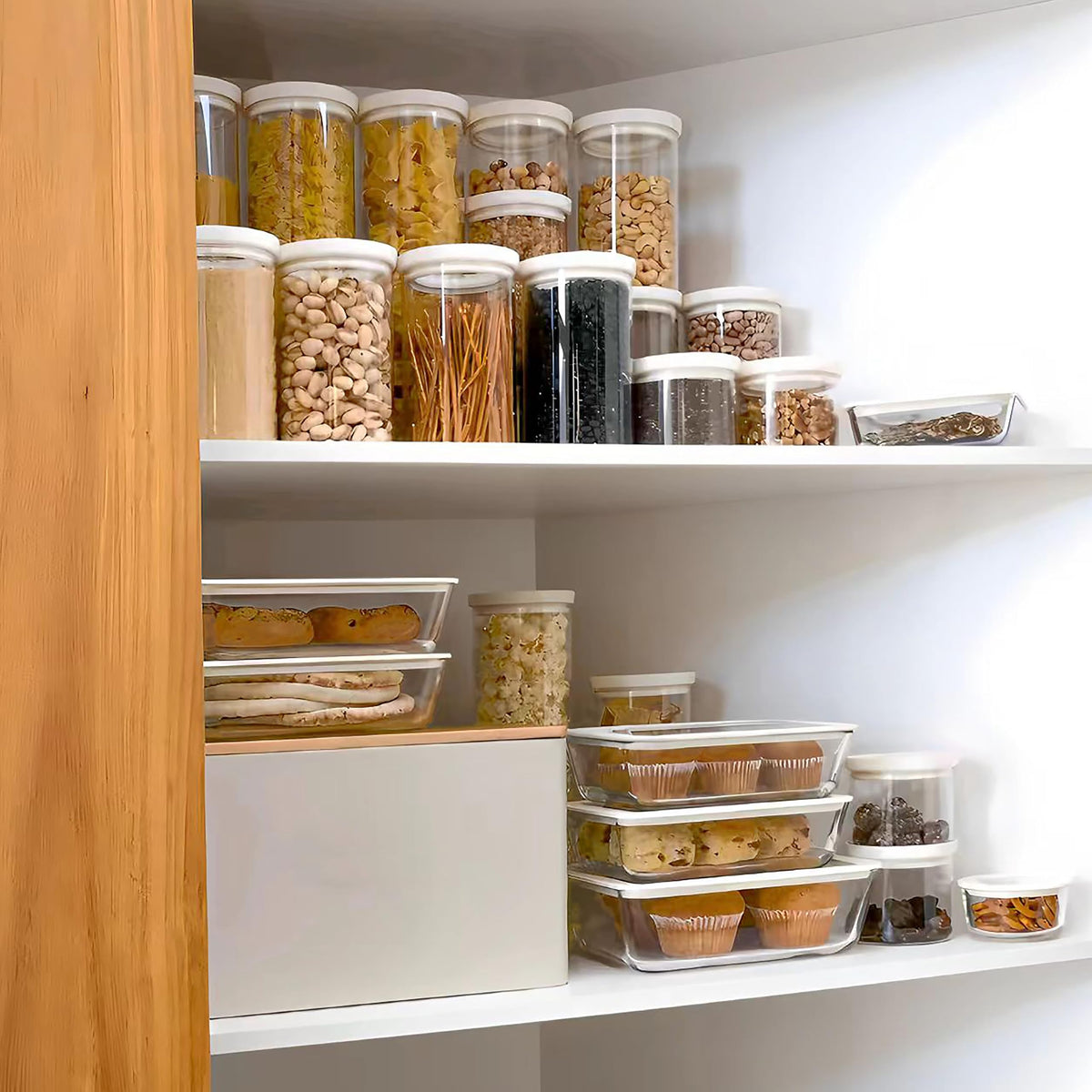 Urban Green square 39oz glass container keeps ingredients visible and organized
