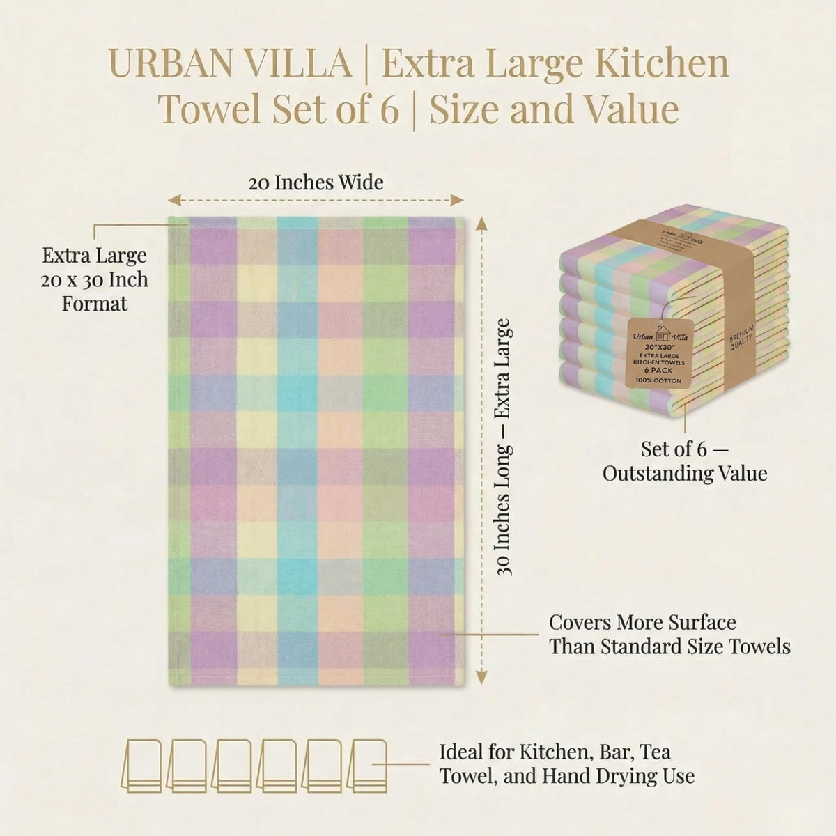 Urban Villa 100-percent cotton towels deliver reliable absorbency and soft touch.