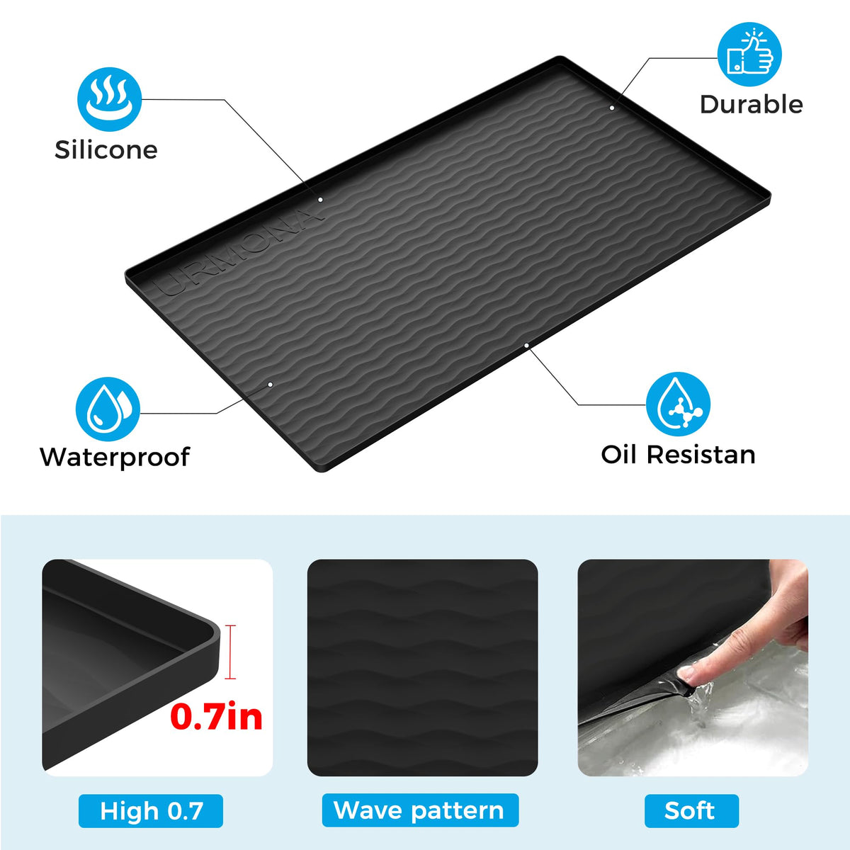 URMONA cabinet protector mat with rhombic texture for quick drainage