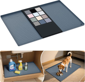 URMONA under-sink mat with waterproof silicone protects cabinets from spills.