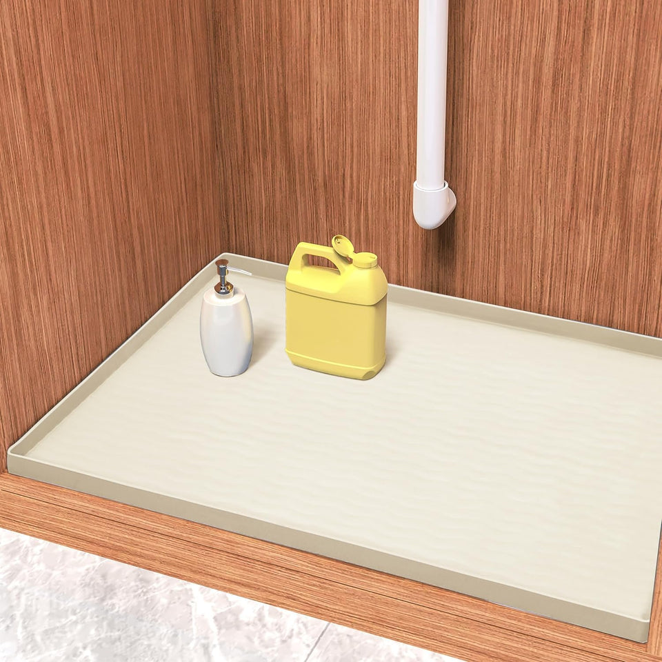 URMONA waterproof silicone under-sink mat protects cabinets from leaks and spills