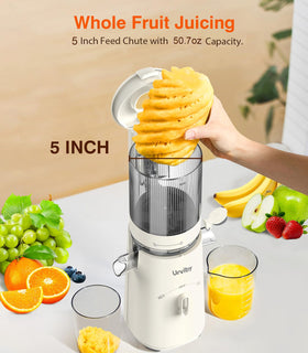 URVIBY juicer's 250W motor delivers steady power for greens and fruits