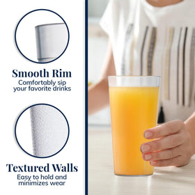 US Acrylic Cafe tumblers 20oz clear top-edge; smooth sipping experience.