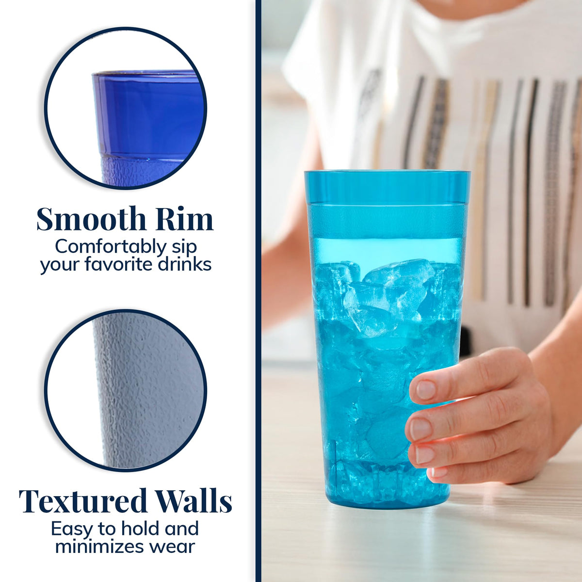 US Acrylic cafe tumblers textured wall design adds style to any table