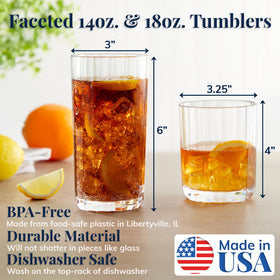 US Acrylic 18oz water tumbler in crystal-clear plastic for versatile indoor and outdoor sipping