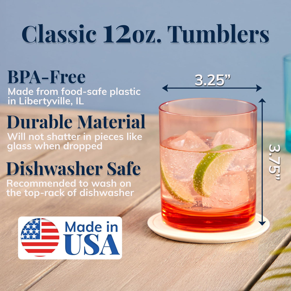 US Acrylic six-piece assorted colors tumblers for casual gatherings.