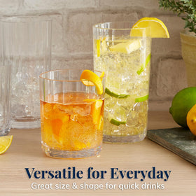 US Acrylic smooth-edge design glasses provide comfortable sipping and a contemporary kitchen look