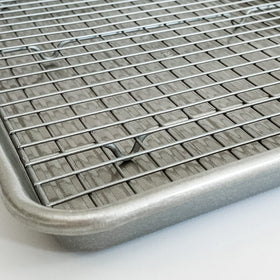 USA Pan bakeware set packaging highlighting durable construction.
