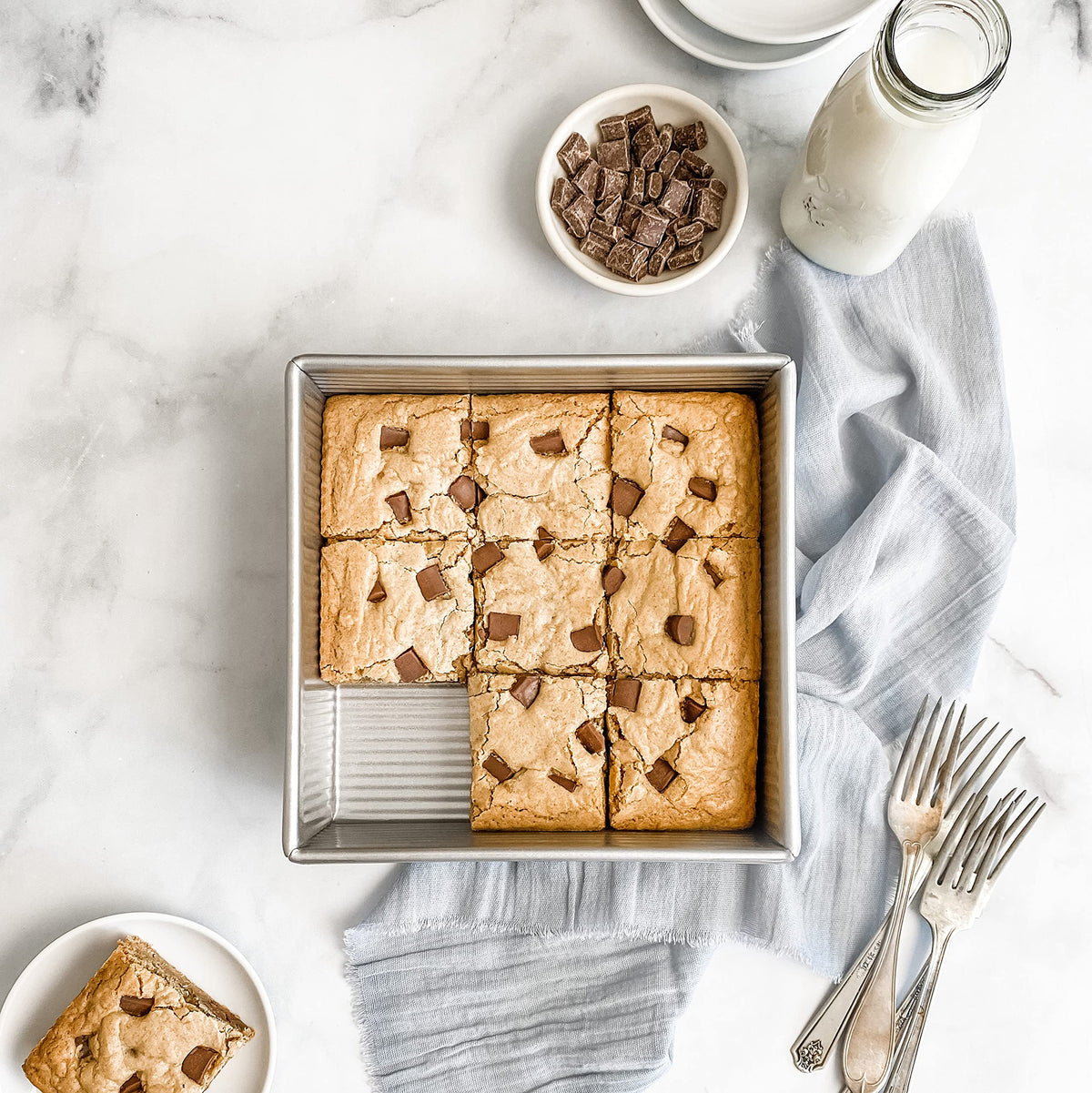 USA Pan square pan promotes even baking on a 9x9 inch surface.