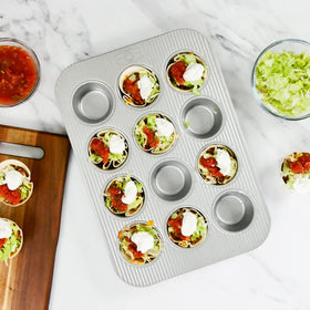 Made-in-USA label on USA Pan bakeware highlighting domestic quality.