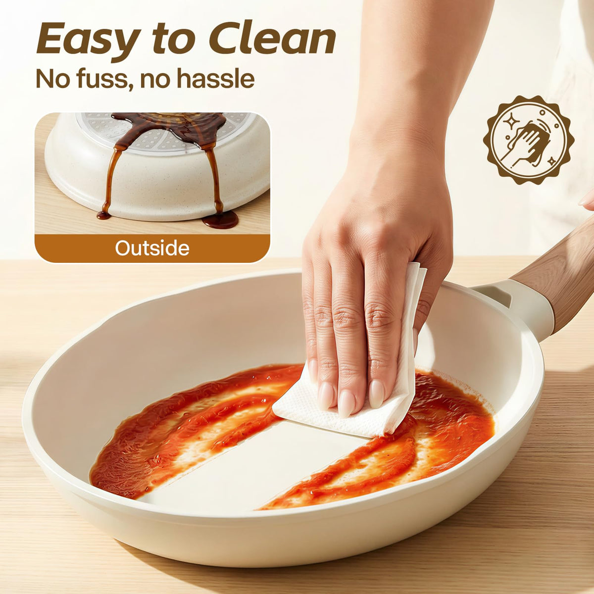 USELUCK tempered glass lid lets you monitor cooking without lifting.