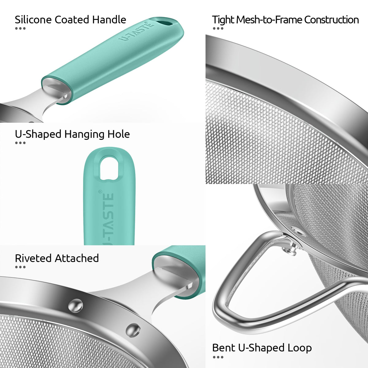 U-Taste bent U-end supports hands-free resting on containers