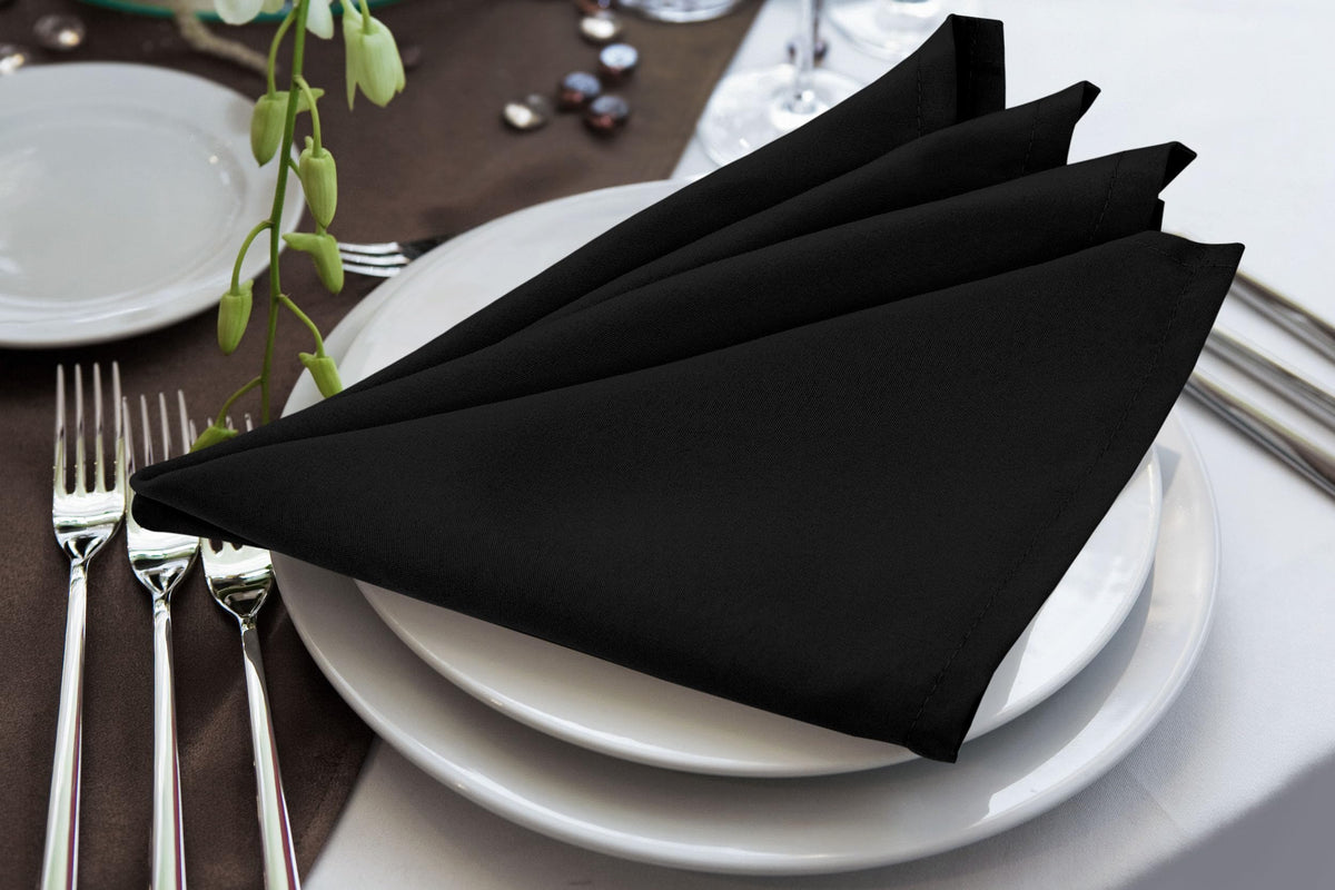 Utopia Home black dinner napkins complement diverse decors from casual to formal.