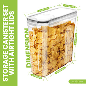 Utopia Kitchen cereal containers 4L set—lids closeup with airtight seal to prevent spills