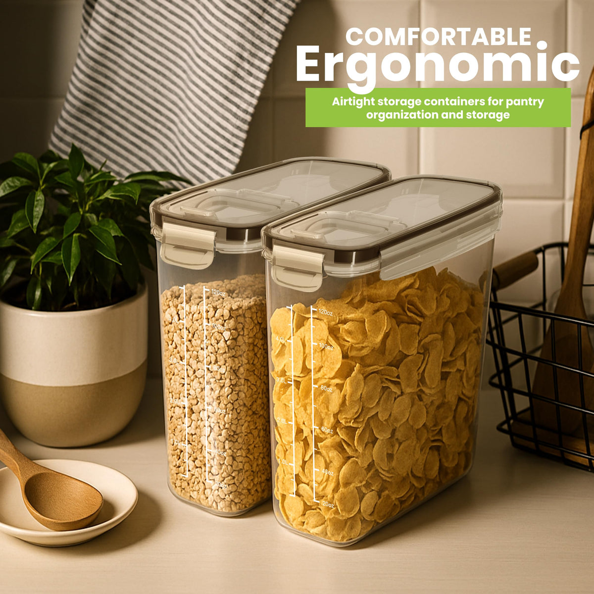 Utopia Kitchen cereal containers 4L set—refrigerator-safe design for versatile kitchen use