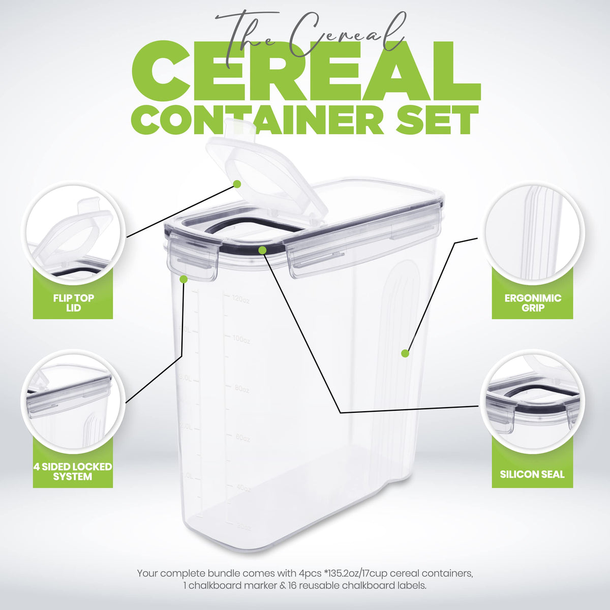 Utopia Kitchen multi-use storage perfect for cereal, flour, sugar, and snacks.