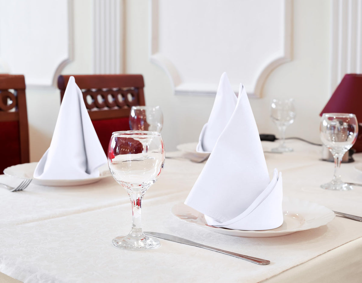Utopia Kitchen napkins showcase 18x18 inch size ideal for coordinating place settings.