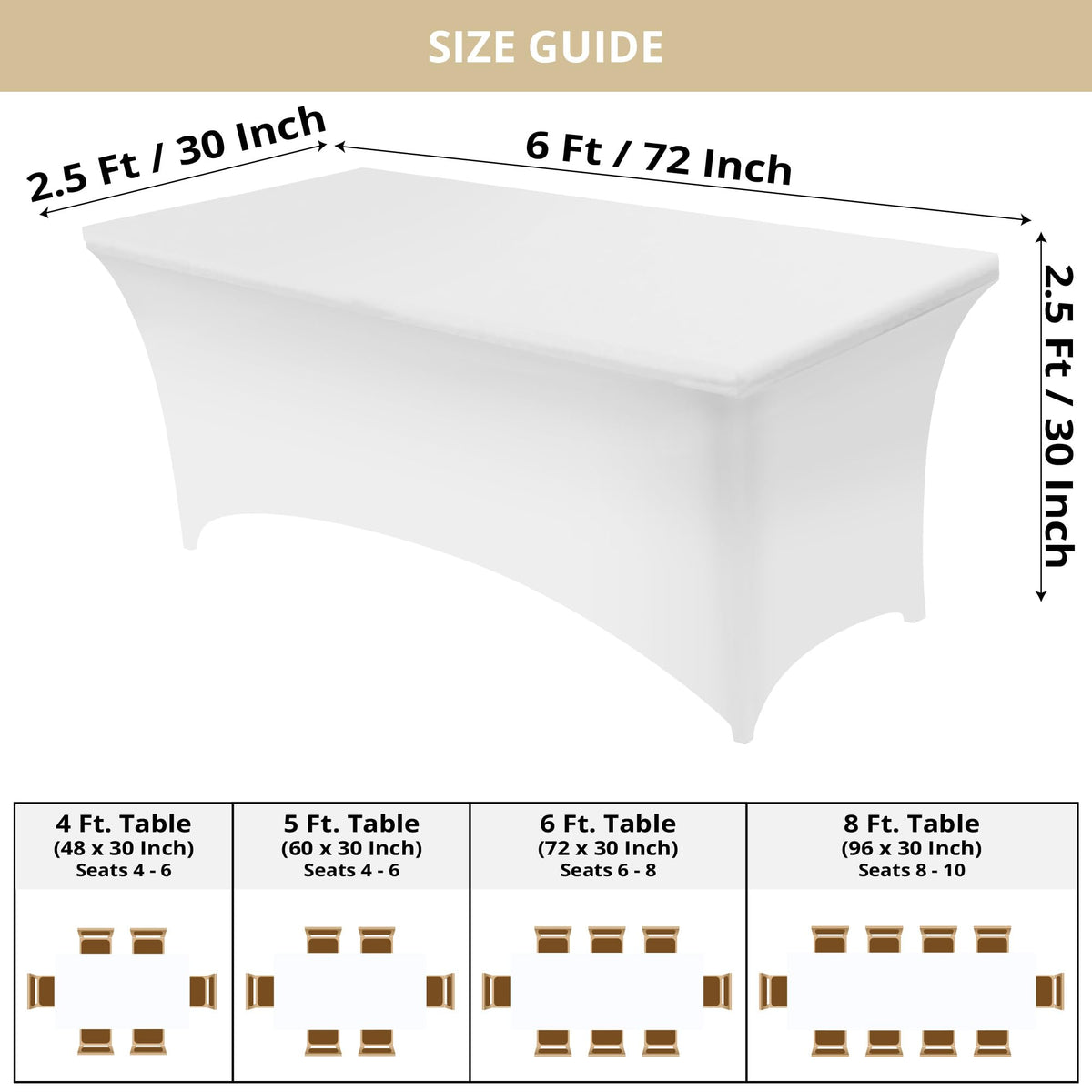 Utopia Kitchen spandex tablecloth folded-pack highlights compact storage and fast deployment.