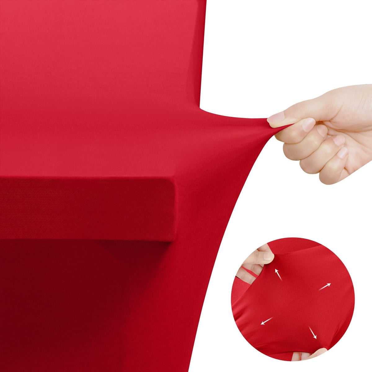 Utopia Kitchen spandex tablecloth is machine washable for quick refresh.