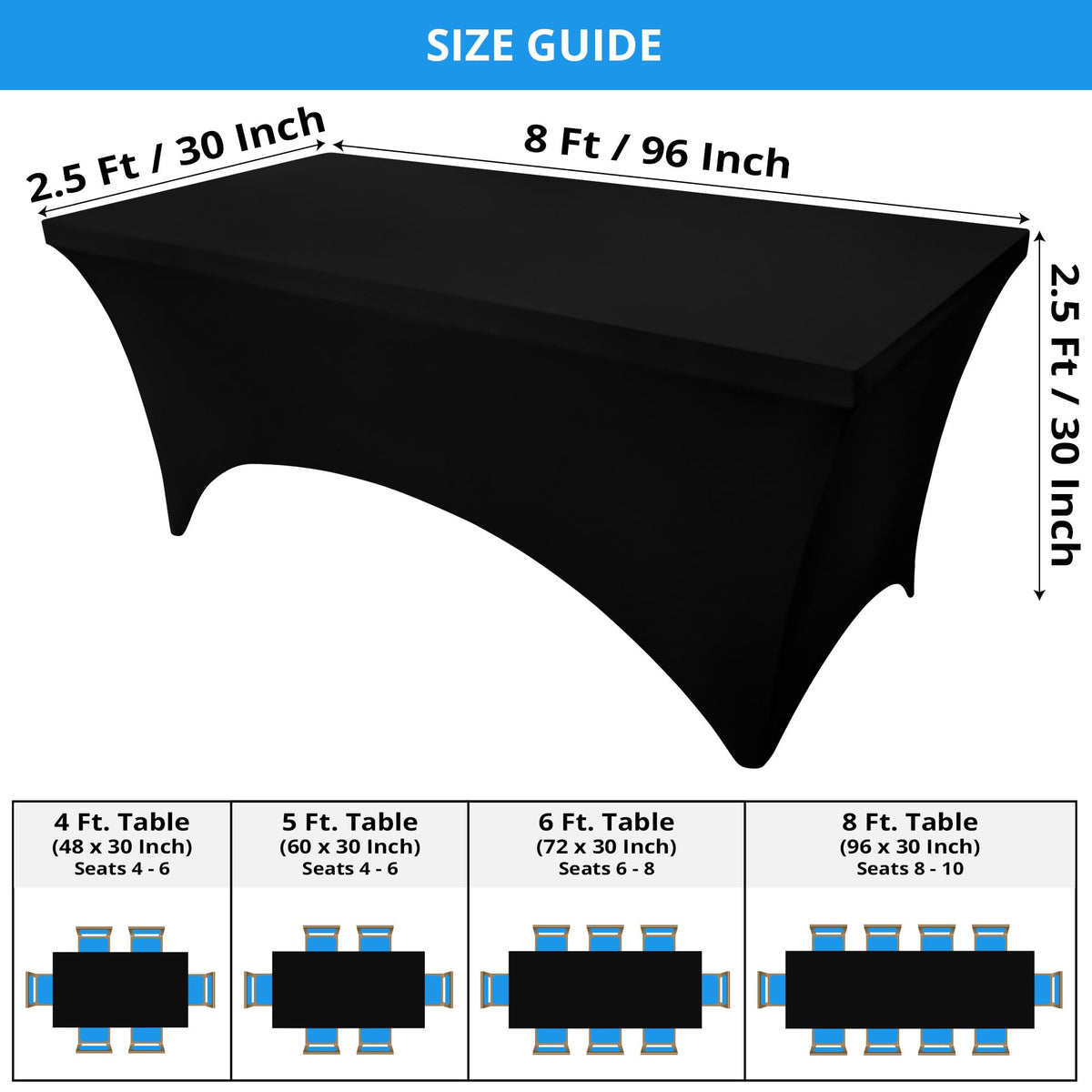 Utopia Kitchen tablecloth showing reinforced leg pockets anchors securely.