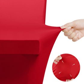 Utopia Kitchen spandex tablecloth 8ft red, machine-washable for repetitive use