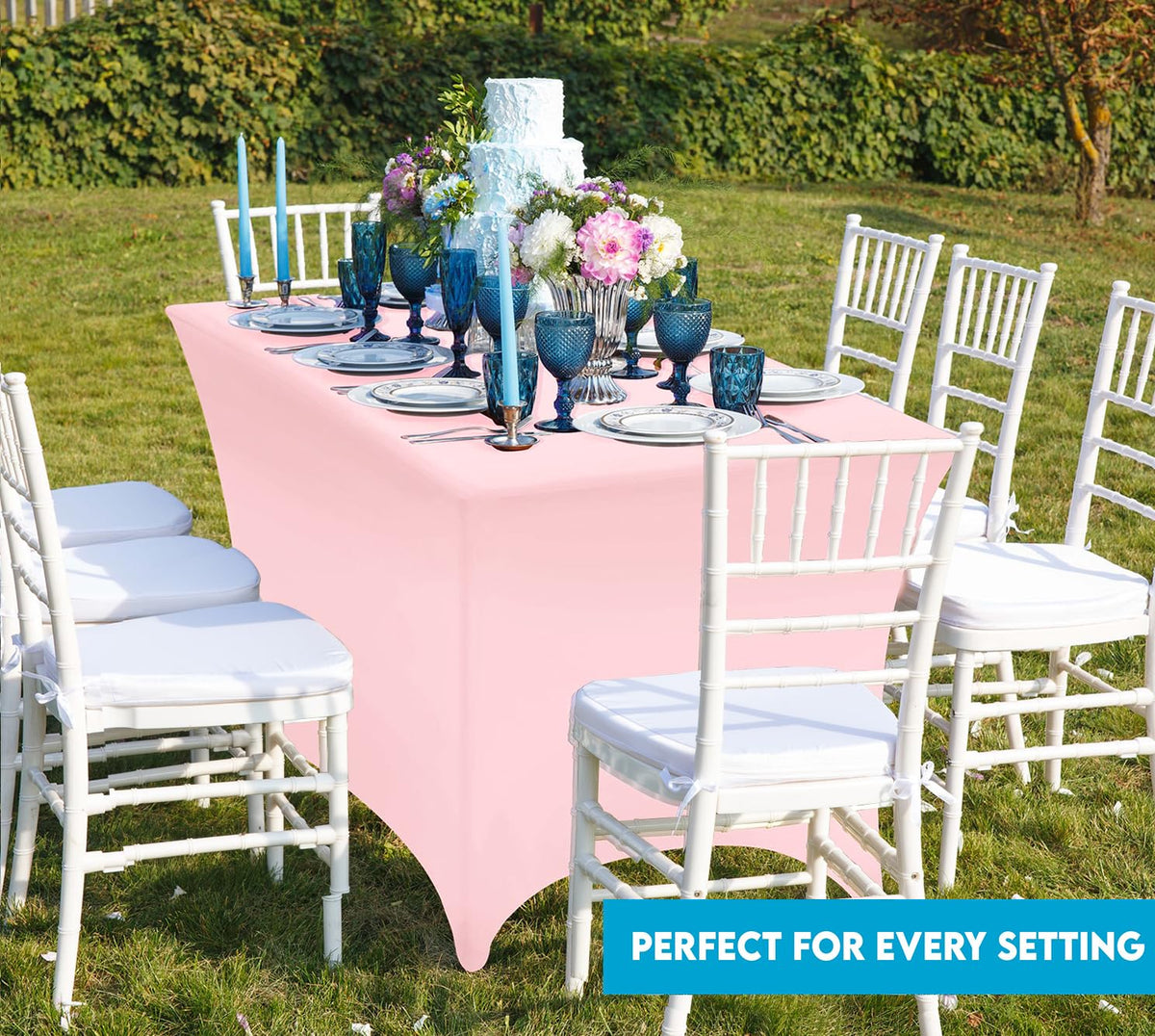 Utopia Kitchen spandex tablecloth smooth finish after washes.