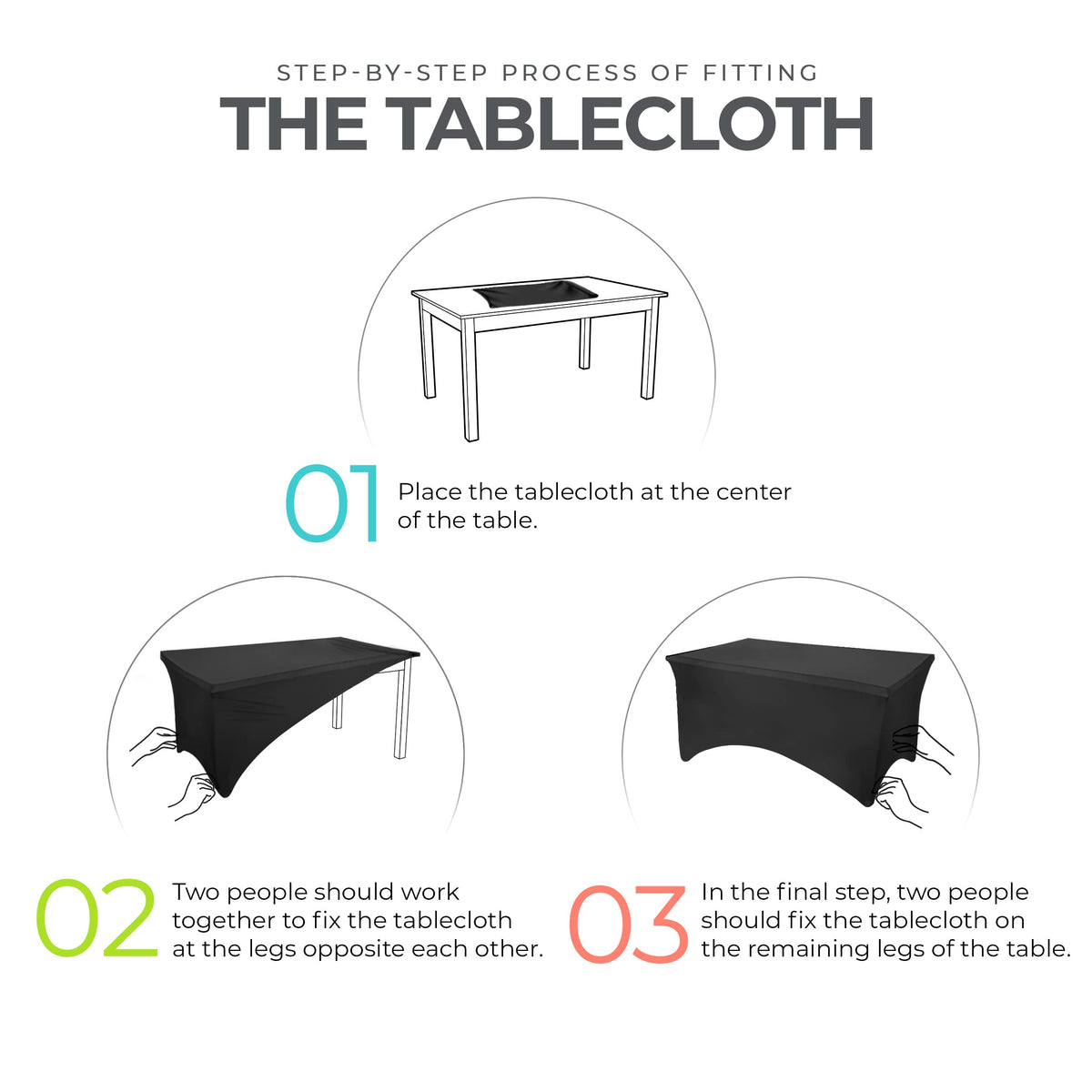 Utopia Kitchen spandex tablecloth stain-resistant ivory helps protect surfaces during events.