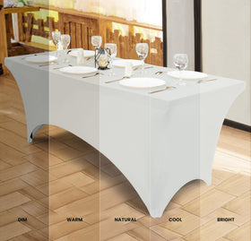 Utopia Kitchen Spandex Tablecloth demonstrates stain and scratch resistance in a busy setting.