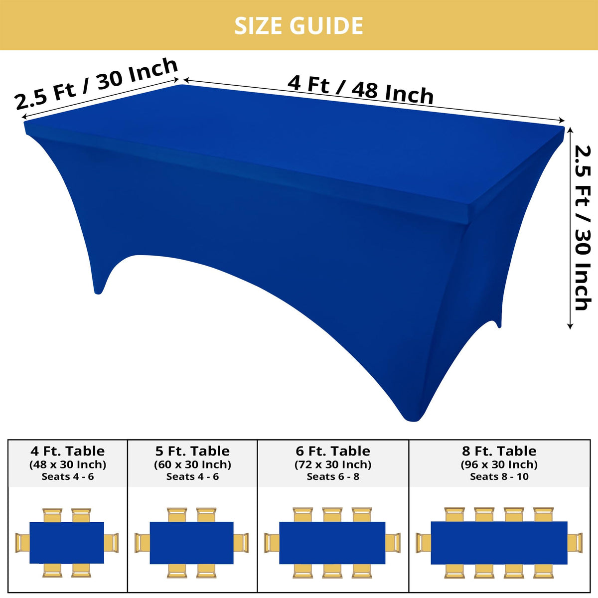 Utopia Kitchen spandex tablecloth tight-fit on a 4ft table for secure coverage.