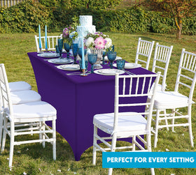 Utopia Kitchen spandex tablecloth at a trade show display for a polished look