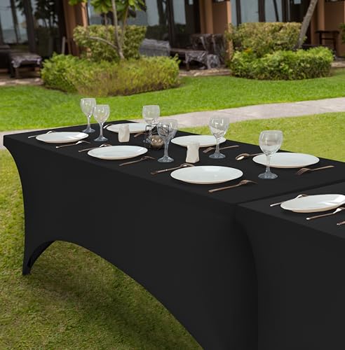 Utopia Kitchen Spandex Tablecloth at a trade show with contemporary presentation