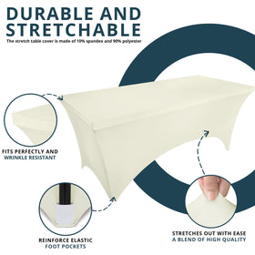 Utopia Kitchen spandex tablecloth washable ivory is easy to care for between occasions.