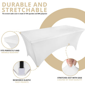Utopia Kitchen Spandex Tablecloth at a wedding setup adds a clean, elegant look.