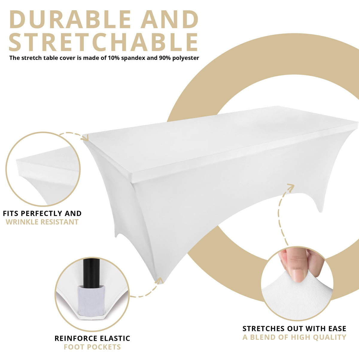 Utopia Kitchen spandex tablecloth ideal for weddings, trade shows, professional displays.