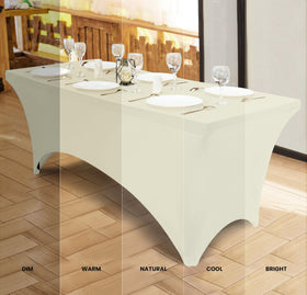 Utopia Kitchen spandex tablecloth wrinkle-resistant fabric maintains a smooth finish after use.