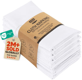 Utopia Kitchen white cloth napkins in a 24-pack ready for daily dining and events.