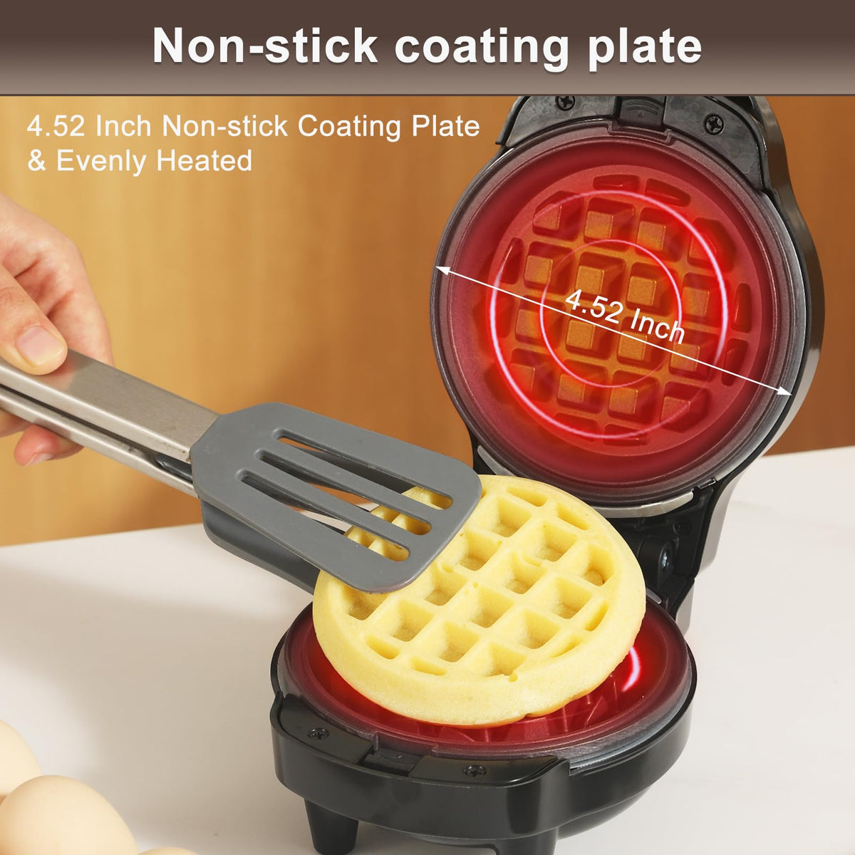 UVFAST Mini Waffles Maker heart waffle plate ideal for cute weekend treats.