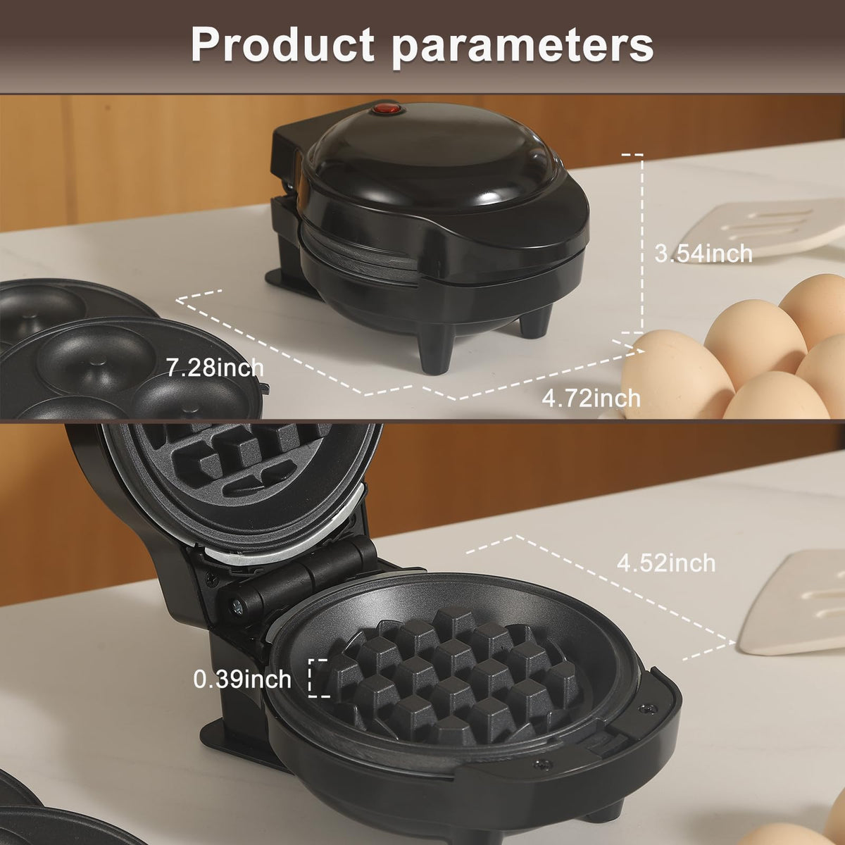 UVFAST Mini Waffles Maker heart waffle plate – second option for themed mornings.