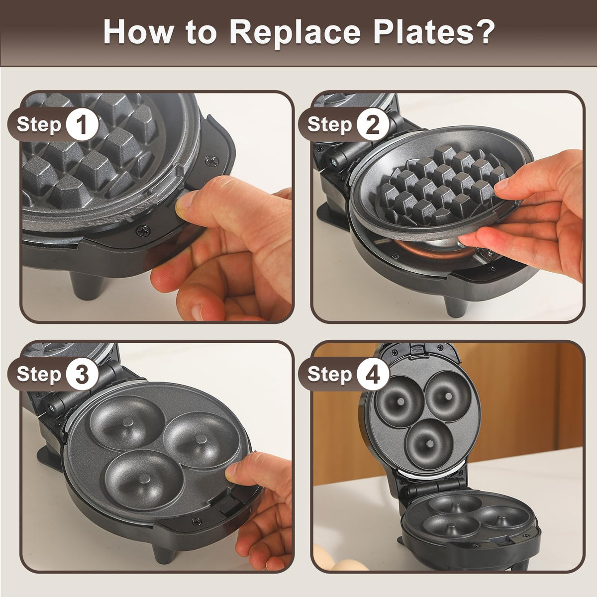 UVFAST Mini Waffles Maker pancake plate – easy toppings and stacks.